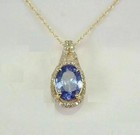 2ct Oval Cut Blue Tanzanite Diamond Halo Pendant Necklace 14k Yellow Gold Finish