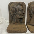 Pair Antique Cast Iron Abraham Lincoln Profile Bookends Doorstops Purdue Foundry