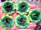 Five Medium Blue Green Yellow Metal Roses  Flowers For Craft  Jewelry  Accent  D