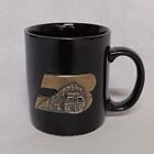 Burlington Northern Railroad Coffee Mug Black Gold Metal B Train Emblem 1988