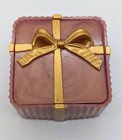 Pink   Gold Resin Gift Box With Bow Lid - Handmade Jewelry Organizer - 2 5 x2 5 