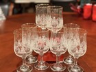 Vintage Libbey Arby s Winter Snowy Wonderland Wine Glasses Gold Rim Set Of 8