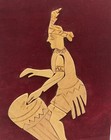 Vintage Decoration Native American Wood Wall Art On Felt Drum Euc 8 X 12