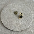 Vintage Gold Tone Cat Kitten Lapel Backpack Pin Black Enamel Crystal Cute Animal