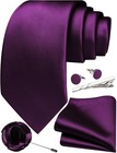 Solid Color Ties For Men Silk Satin Necktie And Pocket Square Cufflinks Tie Clip