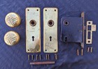 Vintage Antique Old Sargent Interior Solid Brass Door Lockset Knob Plate Lock