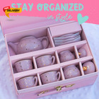 Porcelain Tea Set For Girls Lavender Gold Polka Dot Kids Tea Party Set With Case