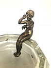 Antique Signed Bergman Austrian Cold Painted Bronze Figurine On Glass Ashtray 