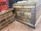 Old Antique Pine Chest  Vintage Wooden Storage Trunk  Blanket Box  Coffee Table 