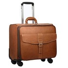  Leather Rolling Laptop Case Wheeled Briefcase Suitcase Roller Boarding Brown