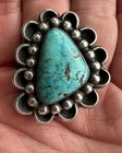 Vintage 2x Signed Navajo Turquoise Sterling Silver Bolo Tie Clasp 24g 1 5     110a