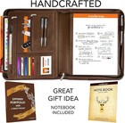 Wundermax Vegan Leather Portfolio Zipper Padfolio Organizer Notepad Tablet Brown
