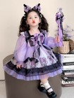 Kuromi Lolita Princess Dress Purple Lace Skirt Children Girls Headband Clothes