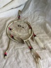 Vtg Native American Navajo Indian Dreamcatcher Leather Sinew Beads Feather 6 