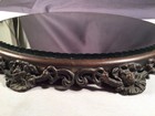 Antique Round Silverplate Plateau Beveled Vanity Jewelry Table Top Mirror Tray