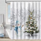 Christmas Shower Curtain  Winter Shower Curtain Set  Cute Bathroom White-a