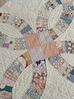 Vintage 1930s Wedding Ring Quilt Calico Feedsack Patchwork 76 X 88    Cutter 