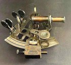 Vintage Maritime Brass Nautical Sextant With Leather Case - Kelvin Hughes London