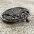 Vintage Silver Toned Metal Flower Art Deco Round Belt Buckle 