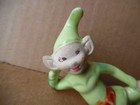 Vintage Gilner Pixie Elf Ceramic Figurine 1950s Mcm Green Very Nice Condition