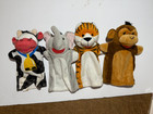 Melissa And Doug Lot Of 4 Animal Hand Puppets Cow Elephant Tiger Monkey