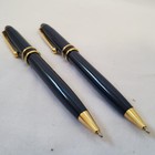 Vintage Navy Blue   Gold Ballpoint Pen   Mechanical Pencil Set W  Gift Case