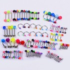 105pcs Body Piercing Kit Nose Eyebrow Belly Ring Ear Lip Tongue Stud 14g 16g 18g