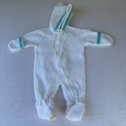 Vintage Mine Alone Baby White Fleece Hooded Footed Snowsuit 0-6 Months Usa