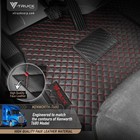 Floor Mat Set Kenworth T680 T880 W990 Faux Leather Automatic Red Stitching