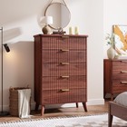 5 Drawers Dresser  modern Fluted Chest Storage Dresser For Bedroom  Living Room