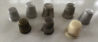 8 Vintage Sewing Thimbles - Silver  Brass  Promotional Plastic Singer   More