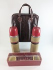 Vintage Thermos Picnic Set W  Leather Carry Bag  2 Thermoses  Sandwich Box  Cups