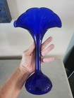 Vintage Art Glass Cobalt Blue  Vase 10 1 2    Tall