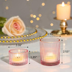 24 Pcs Glass Votive Candle Holders     Assorted Ribbed Pink Tea Light Holders Bulk