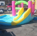 Joymor Inflatable Water Slide Play Structure With Pool Area  Pink Yellow Blue