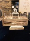 Whiskey Gift Set  Decanter  Wood Stand  Granite Chilling Stones   Two Glasses