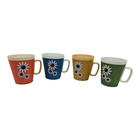 Vtg Mcm Daisy Floral Coffee Tea Mug Set Retro Mid Century Plastic Mugs    Set Of 4