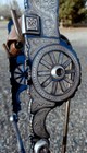 Vintage E  Garcia Wagon Wheel Cheek Silver Blued Inlaid Edge Stripes Horse Bit