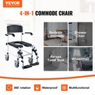 Vevor Shower Commode Wheelchair With 4 Lockable Wheels Footrests Flip-up Arms
