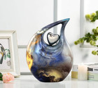 Unique Large Blue Teardrop Urn W  Heart Solid Cremation funeral memorial Urn