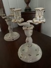 Pair Herend Porcelain 8 3 4  High Candlesticks Kimberly Pattern Vtg 70s