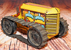 1950s Marx Wind Up Tin Tractor Toy Yellow  Metal Farm Antique-missing Farmer
