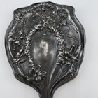 Antique Art Nouveau Hand Mirror Homan Manufacturing Quadruple Plating Floral 