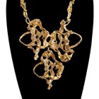 Vintage Attrib Erwin Pearl Organic Brutalist Bib Necklace Molten Gold Tone 18 