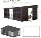 Domi 12x20ft Wall-mounted Sunroom Gazebo  Steel Roof  Moveable Pc Screen  Patio