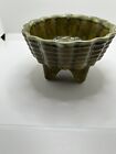 Vintage Cookson Pottery Footed Planter Art Cp-1445 Olive Green Retro Usa Mcm 7   
