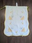 Drawstring Bag Hm W vtg Irish Linen Vanity Scarf Hand Embr W  sm Yellow Flowers 