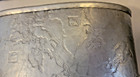 Arthur Armour Art Deco Silver Aluminum Map World Wastebasket Mcm Vtg Retro