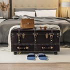 Vintage Treasure Chest Bench With Latch Closure And Buckle Trunk