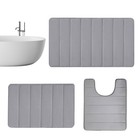 3pc Bathroom Set Rug Contour Mat Toilet Lid Cover Plain Solid Color Bathmats